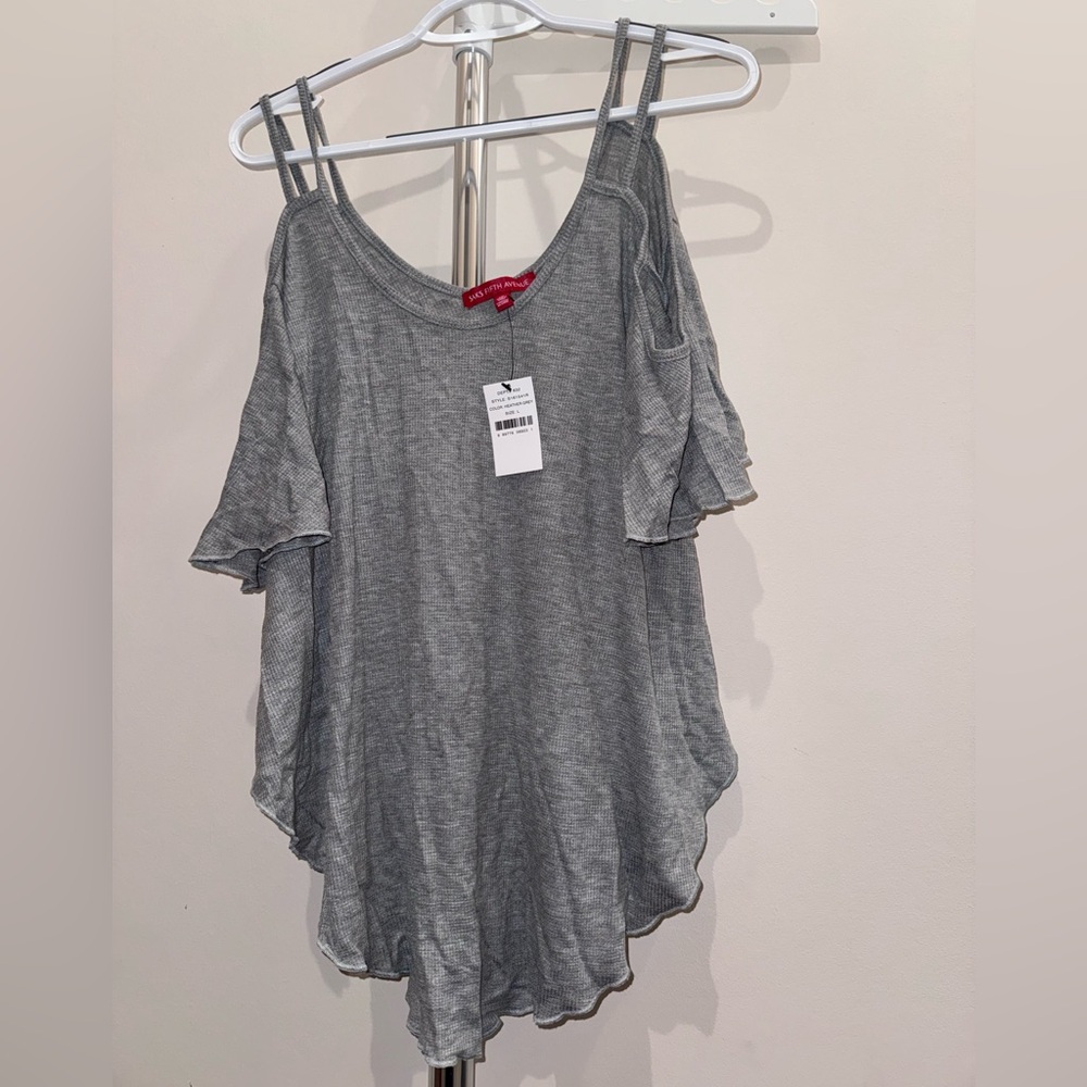 Saks Fifth Avenue Gray Cold-Shoulder Ruffle Sleeve Camisole